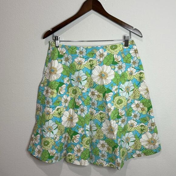 Gap Green/Blue Retro Floral A-Line Mini Skirt Size 4 - Picture 2 of 3